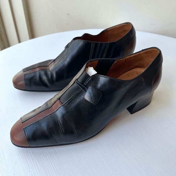 BeautiFeel Black & Brown Leather Block Heel Shoes Size 40 Comfort Style - Picture 7 of 9